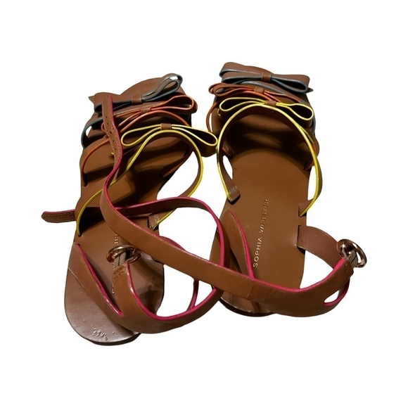 SOPHIA WEBSTER Samara Flat Bow-Detail Sandal in Tan Sz 38.5 - Picture 4 of 5